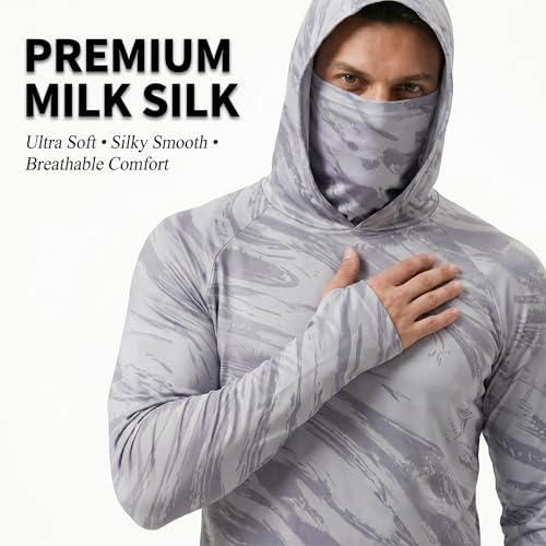 5 Pack Men's Camouflage Long Sleeve Hooded Shirt with Balaclava Face Mask,Sun Protection Fishing Hunting Rash Guard - color: 5color a Set, size: X-Large