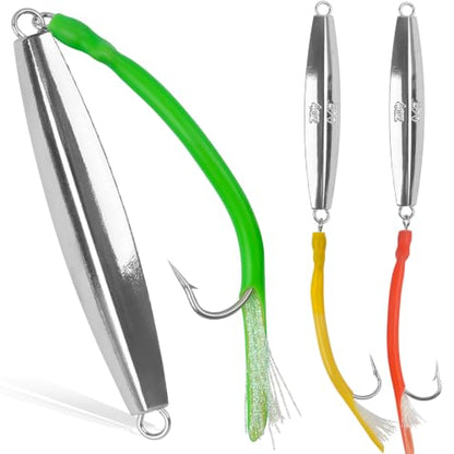 Diamond Jigs Saltwater Fishing Lures, Bottom Bouncing Sinking Casting Jigging Spoon Baits, Deep Sea Vertical Ocean Lures Surf Fishing Jigs for Bluefish Striper Tuna Salmon - style: 4oz-3pcs