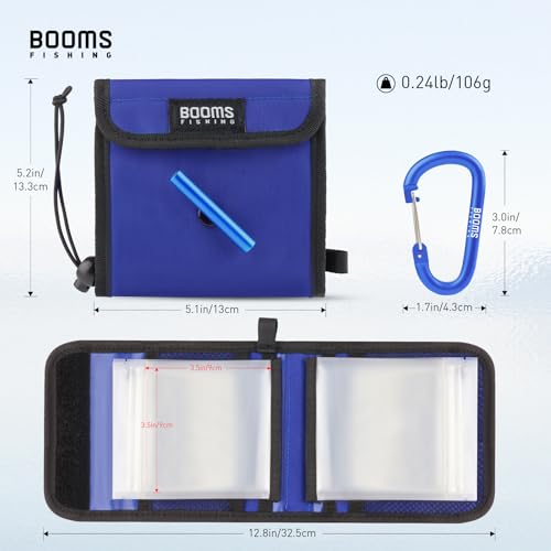 Booms Fishing Leader Holder Wallet: Fly Fishing Tippet Line Storage with 12 Clear Pocket and Tippet Holder - size: S