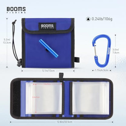 Booms Fishing Leader Holder Wallet: Fly Fishing Tippet Line Storage with 12 Clear Pocket and Tippet Holder - size: S