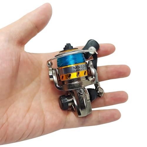 Mini 100 Small Metal Spinning Wheel Aluminum Fishing Reel with Metal Spool for Freshwater and All Season Fishing