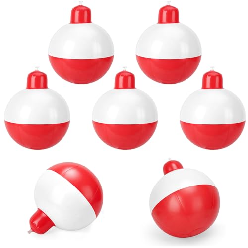 5 Pieces 12 Inch Inflatable Fishing Bobbers Red White Inflatable Bobbers Fishing Bobber Balloons for Fishermen Birthday Yard Swimming Pool Party Favors Supplies (5 PCS)