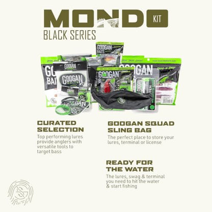Googan Squad Mondo Kit Bass Fishing Lure Sets for Largemouth & Smallmouth Bass – Includes Premium Tackle & Mystery Box Essentials - color: Black Series