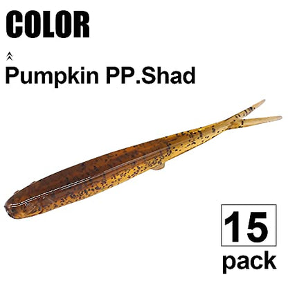 Crappie-Baits- Plastics-Jig-Heads-Kit-Minnow-Fishing-Lures-for Crappie-Panfish-Bluegill-20Piece Kit - 15 Bodies- 5 Crappie Jig Heads - color: #03 Pumpkin PP.Shad