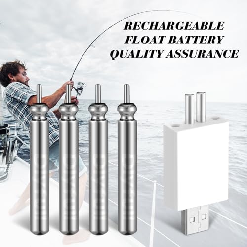 Copkim 8 Pcs Fishing Bobbers Battery Rechargeable and 2 Pcs Float Battery Charger Lighted up Night Bobber Batteries Night Fishing Accessories Tackles - color: White, style: Cr425