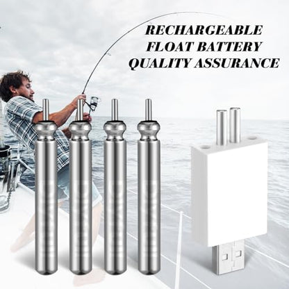 Copkim 8 Pcs Fishing Bobbers Battery Rechargeable and 2 Pcs Float Battery Charger Lighted up Night Bobber Batteries Night Fishing Accessories Tackles - color: White, style: Cr425