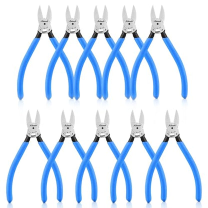 Wire Cutters Flush Cutters for Jewelry Making, Ultra-Sharp Side Cutters, CR-V Diagonal Cutters for Crafting, Flush Cut Pliers for Soft Copper Wire, Floral, Circuit Board (6" 10Pack) - size: 6" 10Pack