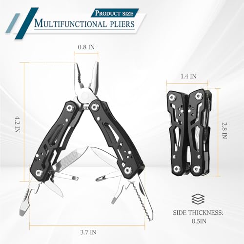 MINI Multitool Pliers, Christmas Birthday Gifts for Men Boyfriend Dad Husband Women, Pocket Knife 14-In-1, Rugged and Practical Portable Computer and Bike Gadgets, Black Camping and Survival Tools - size: Small