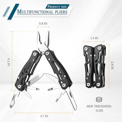 MINI Multitool Pliers, Christmas Birthday Gifts for Men Boyfriend Dad Husband Women, Pocket Knife 14-In-1, Rugged and Practical Portable Computer and Bike Gadgets, Black Camping and Survival Tools - size: Small