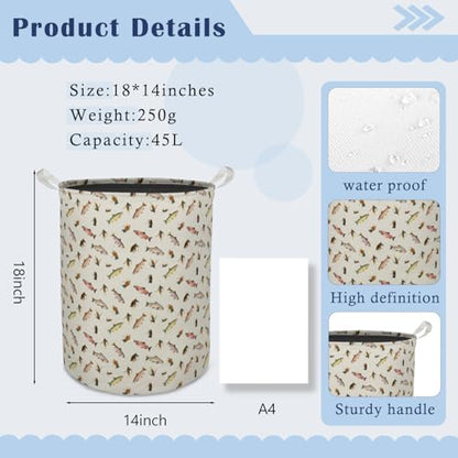 Bass Fishing Laundry Basket Hamper,Rainbow Trout Fishing Lovers Fisherman Gifts Foldable Clothes Toys Books Storage Box Bins Baskets Organizer for Nursery Bedroom Bathroom Home - color: FISHING