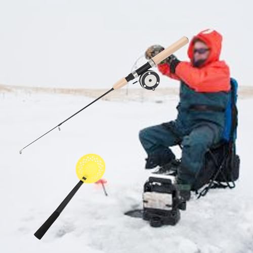 Fockety Ice Fishing Rod and Reel Combo, 29.5 inch Ultralight Spinning Ice Fishing Combos, High Visibility Ice Fishing Pole Ice Fishing Gear for Walleye, Perch, Panfish and Trout