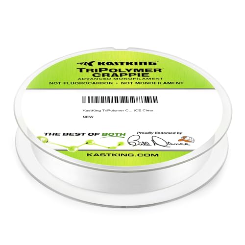 KastKing TriPolymer Crappie Advanced Monofilament Fishing Line, Higher Strength, Super Smooth, Low Light Refraction, Tri-Extrusion Advanced Mono Fishing line, Highly Abrasion Resistant - color: ICE CLEAR, size: 2LB-0.0055in-300Yds
