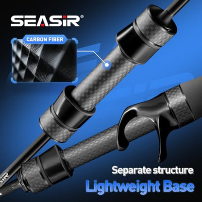 SEASIR Riveria Ultralight Fishing Rod, BFS,Carbon Fiber | Spinning Baitcasting Rod,10 Piece Casting Rod for Freshwater Bass Trout, Fuji O Ring Guide, EVA Handle, Fast - color: Baitcasting, size: RiveriaC662-UL-F