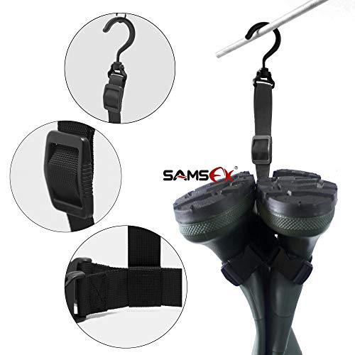 SAMSFX Fishing Wader Boot Hanger Adjustable Strap for Storage Drying - color: Plastic Hook, Black