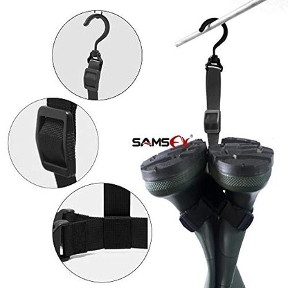 SAMSFX Fishing Wader Boot Hanger Adjustable Strap for Storage Drying - color: Plastic Hook, Black