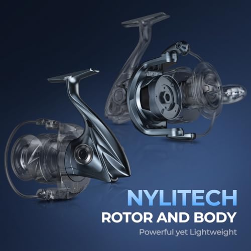 KastKing ReKon Saltwater Fishing Rod and Reel Combo, Fishing Poles & Reels Combo, Graphite Blank, Zirconia Rings, NyliTech Frame & Rotor, EVA Handle, Uplock Reel Seat - style: Spin-9'0" Heavy-6000 Reel-2pcs