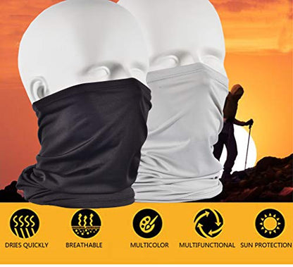 UV Face Cover Neck Gaiter Mask Dust Protection Magic Scarf Wind Bandana Balaclava for Summer Running Fishing 4 PCS - color: 2 Black + 2 Grey