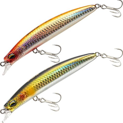 Jerkbait Fishing Lure Minnow 119S, Slow Sinking Saltwater Surf Fishing Lures with Tungsten Weight, Long Cast System, Through-Wire Construction, BKK 4X Hooks, for Halibut Striped Bass Surf Perch