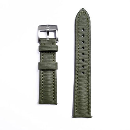 Anchor Strap Co | Classic Sailcloth Watch Strap | Marine-Grade Outer + Caoutchouc Rubber Lining | Water-Resistant | Brushed 316L Stainless Steel Buckle | Fits 6.25–8.25in Wrists - color: Green, size: 20 mm