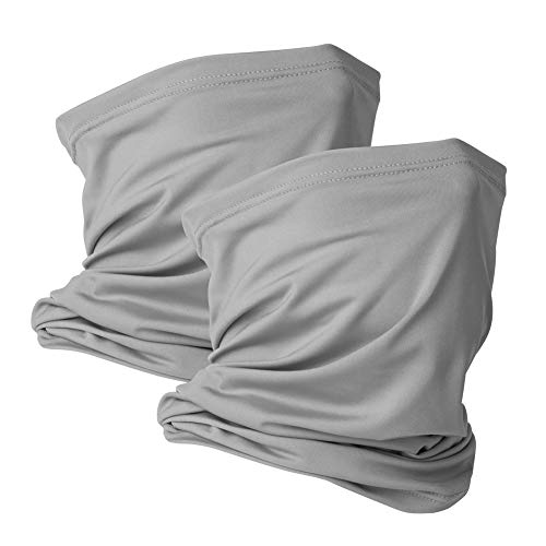 VULKIT 2 Pack Neck Gaiter Face Mask Scarf Reusable Bandanas Tube UV Protection Balaclava Outdoor Sport for Men and Women - color: Grey
