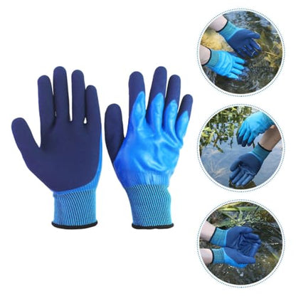 INOOMP Outdoor Fishing Gloves Waterproof Non-Slip Wear-Resistant Double-Layer Gloves Breathable Elastic for Planting and Fish Catching (1 Pair)