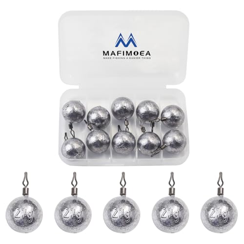 MAFIMOEA 10-25 pcs Egg Weights kit Split Shot Fishing Weights Assorted Set Removable Fishing Weights Salter Freshwater Drop Shot Weights Tackle - style: Roundball-21g-10pcs