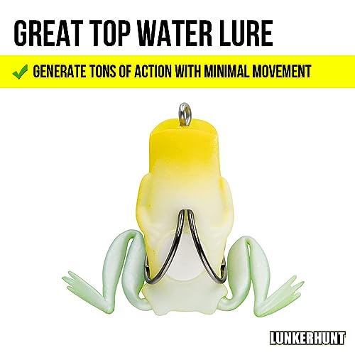 Lunkerhunt Frog Fishing Lure for Bass Fishing | Popping Frog Lure 1/4 oz | Topwater Fishing Bait with Weedless Hooks, Hollow Body, Trout Pike Lures - color: Leopard, size: 2.25 inch
