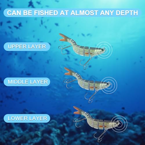 Fishing Lures for Freshwater and Saltwater, CHSMONB 6 Pcs Slow Sinking Most Lifelike Jointed Swimbait for Bass Trout Crappie Walleye Pike, Amazing Gifts for Men and Family