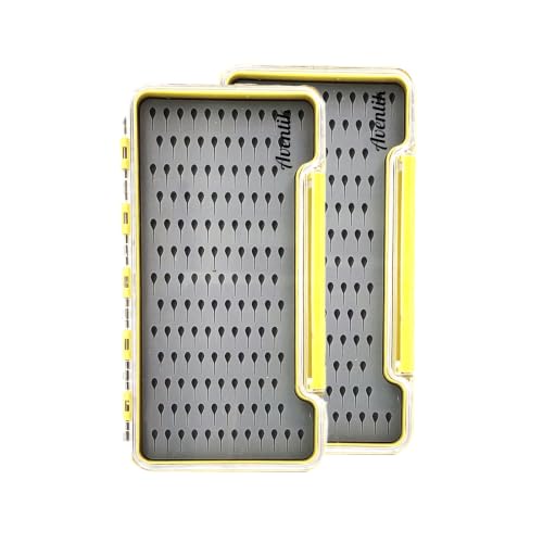 Aventik Silicone Fly Boxes Super Slim Waterproof Best Pocket Sizes Fly Fishing Storage 7.36"X4.02"X0.63"/5.39"X3.74" X0.63'(2pc-g048lt) - style: 2PC-G048LT:7.36"X4.02"X0.63"
