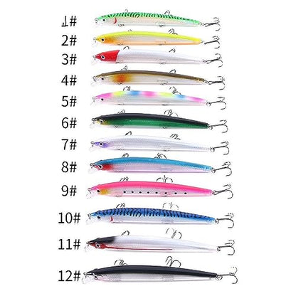 12PCS Saltwater Fishing Lures Set - Crankbaits and Jerkbaits13.5cm-15.5g-6#Hook