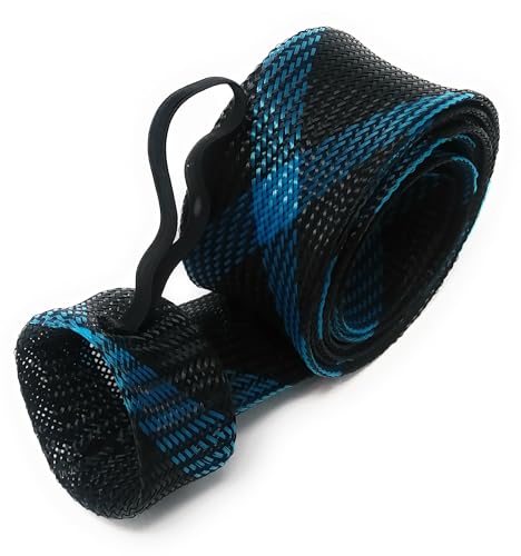 Reaction Tackle Rod Socks, Fishing Rod Sleeves and Covers for Spinning and Casting Rods, Breathable Mesh Rod Protectors with Elastic Band (2-Pack) - color: Black/Blue