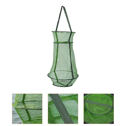 KALLORY Foldable Nylon Fishing Basket 40cm Large Mesh Fish Catch Net Lightweight Collapsible Fish Keeper for Outdoor Fishing and Crab Catching