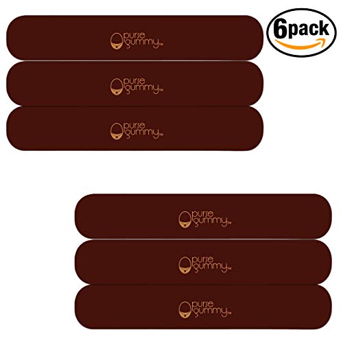 Purse Gummy - Stop Strap Slips - the ORIGINAL Non Slip Grip Strip Pad for Handbag Strap as seen on Today Show - Shoulder Bag, Tote bag, Cushion Accessory - SET of 6 PIECES - color: Chocolate Brown