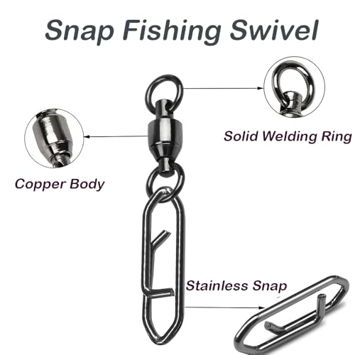 Snap Fishing Swivels Ball Bearing Swivel High Strength Fishing Swivels Saltwater Stainless Barrel Swivel for Freshwater - size: Size 1+S (44lb) 25 PCS