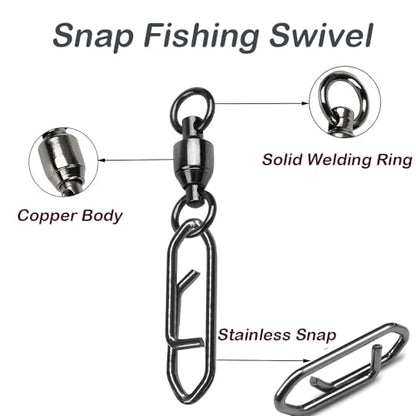 Snap Fishing Swivels Ball Bearing Swivel High Strength Fishing Swivels Saltwater Stainless Barrel Swivel for Freshwater - size: Size 1+S (44lb) 25 PCS