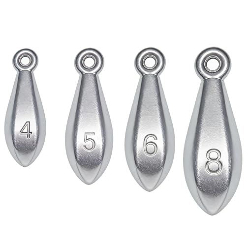 Fishing Weights Sinkers Bank Sinkers Bullet Weights for Surf Fishing Pier Bank Fishing Saltwater Fishing Gear 1oz to 8oz - size: 4568 Ounce-4pcs