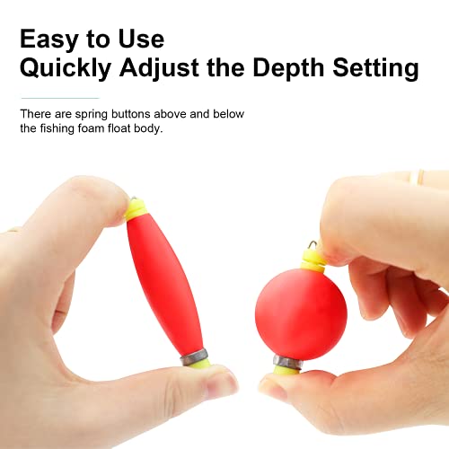 Fishing Bobber Slip Bobbers for Fishing 15 Pcs Foam Snap Weighted Floats Set Bobbers Fishing Tackle Accessories Fishing Supplies - color: D-Weighted Red-15pcs