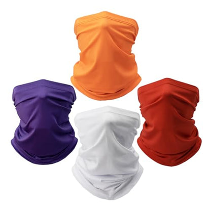Fishing Neck Gaiter, Sun Protection Face Mask, Cooling Neck Shield Scarf Cycling Balaclava Bandana for Men and Women - color: Red+orange+white+purple