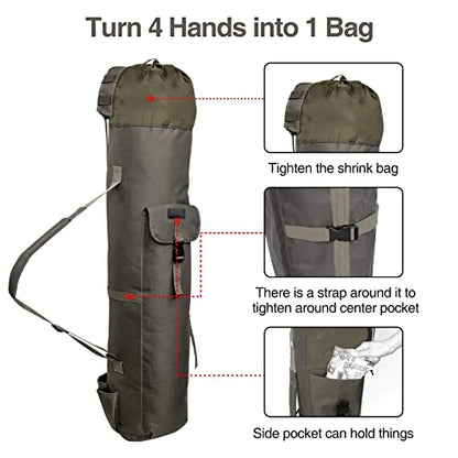 DONQL Fishing Rod Bags, Outdoor Fishing Pole Case, Multifunction Camping Portable Travel Carry Cases Backpack, Fishings Rod and Reel Case Holds 5 Poles & Rig Tackles, Fishings Gift for Men - color: Khaki