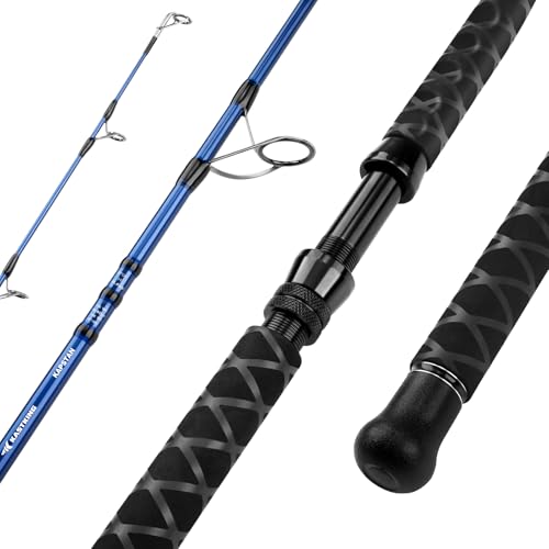 KastKing Kapstan Saltwater Spinning Rod, Boat & Surf Fishing Rod, Lightweight S-Curve Graphite Blanks, Stainless-Steel Double-Foot Guides, Aluminum/Graphite Locking Reel Seat, 2-Piece PTS Rod - style: Spin-8'0"-mh-f