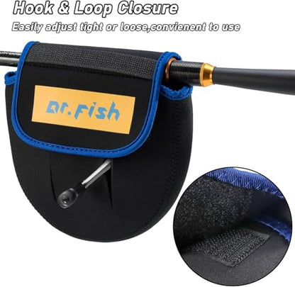 Dr.Fish Spinning Fishing Reel Cover, Fits 1000-6000+, Neoprene Protective Bag with Handle Slot, Spinning Reel Storage Case Pouch Accessories 4000-6000 2 Pack - color: XL(2 Pack, Fits 4000-6000)