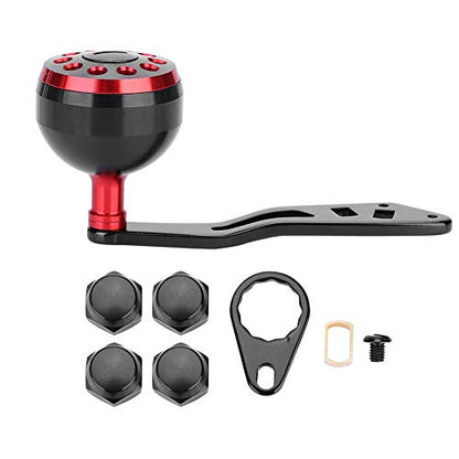 Tbest Knob Power Handle Grip,Fishing Reel Handle CNC Knob with Fittings Replacement Parts Accessory - color: Black+Red