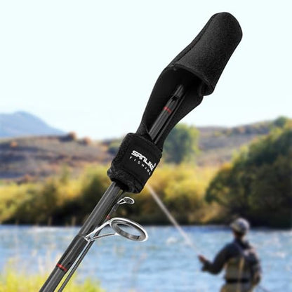 SANLIKE 9 Pcs Fishing Rod Tip Covers Set Wrap Strap Fixed Ball Saltwater | Stretchy Fishing Straps, Tackle Ties, 5 Hole Silicone Fishing Rod Fixed Ball, Protective Organizing Tools for Fishing Gear