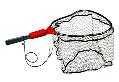 Ego S1 Slider Fishing Net, Ultimate Fishermen’s Tool Fixed Handle, Replaceable Head, Salt & Freshwater, 17x19 Inch Hoop - color: Red/Black, size: Pvc Coated Nylon Mesh