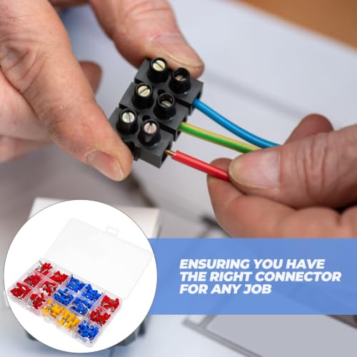 280pcs Spade Wire Crimp Terminal Kit Assorted Electrical Connectors for Professional Home Use, Easy to Install, Dependable Connections, Iron and Plastic Material, for Wiring