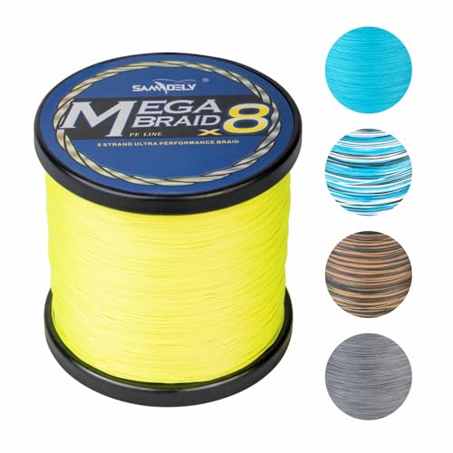 Braided Fishing Line, 8 Strands, Abrasion Resistant, No Stretch, Colored for Visibility, Saltwater/Freshwater - color: X8 High Vis Yellow, size: 10LB (500 yards)
