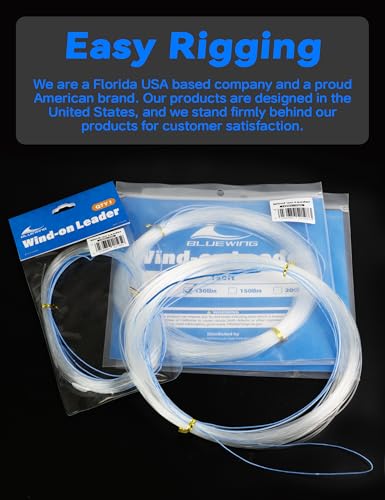 BLUEWING Monofilament Wind-on Leader High Strength Mono Loop to Loop Fishing Leader Line for Vertical Jigging, Swordfish & Trolling - size: 100lb / 50ft, style: Fluoro