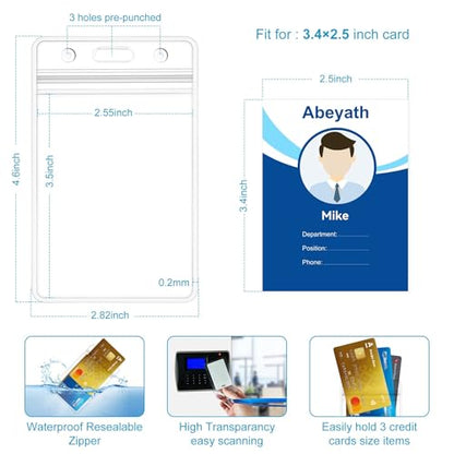 ABEYATH 1000 Pack Extra Thick ID Card Name Badge Holder Heavy Duty Waterproof Clear Plastic PVC Vertical Sleeve Pocket Resealable - style: 1000pack