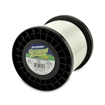 HI-SEAS Grand Slam Monofilament Fishing Line - Strong & Abrasion Resistant in Clear, Pink, Green, Smoke Blue, Fluorescent Yellow Freshwater & Saltwater - 1 lb Spool - color: Clear, style: 6 Lb Test, 0.25 Mm Dia, 8000 Yd