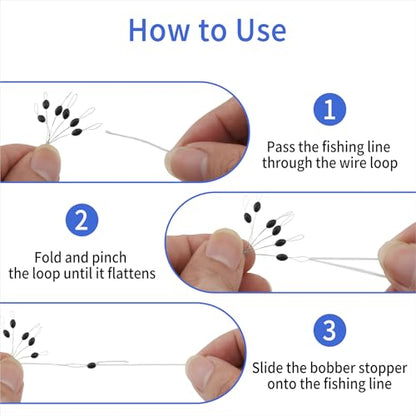 240 Pieces Middle-Sized Fishing Rubber Bobber Beads Stoppers 6 in 1 Black Float Sinker Stops - color: Black S/M/L 240 Pcs Each